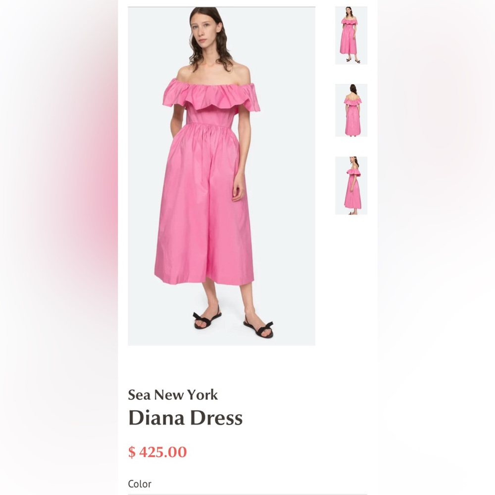 Sea New York Pink Off Shoulder Midi Dress size 6 - NWT